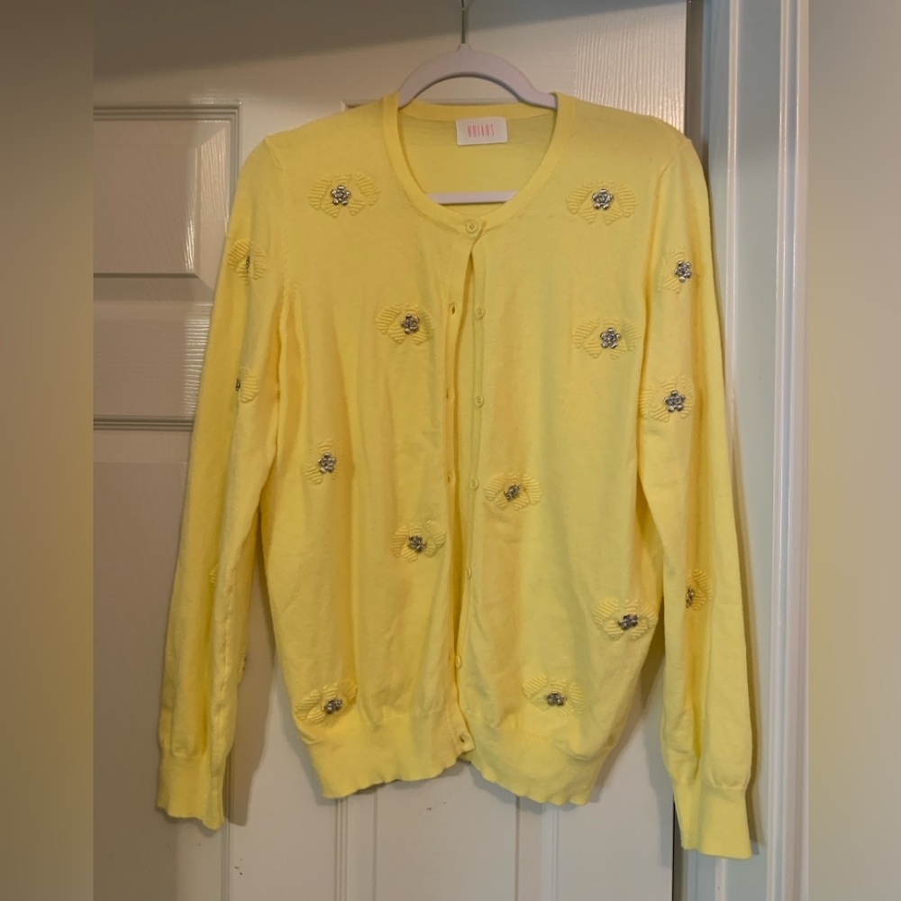 Savida Yellow Embellished Cardigan